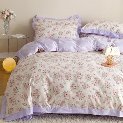 91家纺网 家纺一手货源 找家纺 （总）简宜家居 2023新款纯棉全棉斜纹小清新宽边四件套