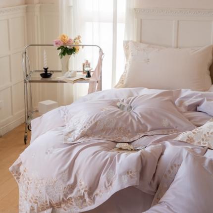 鹿班家居  100支长绒棉刺绣四件套-白月影 迷雾紫标准会员-20