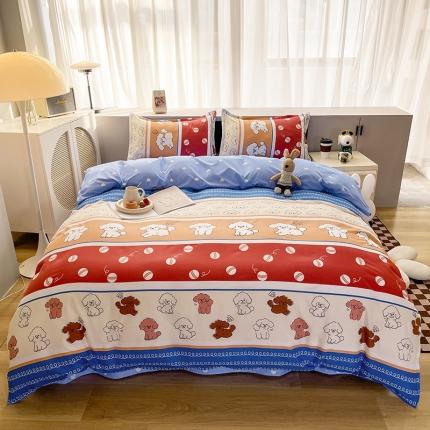 宏源2022年12月新款芦荟棉亲肤印花四件套 百变狗