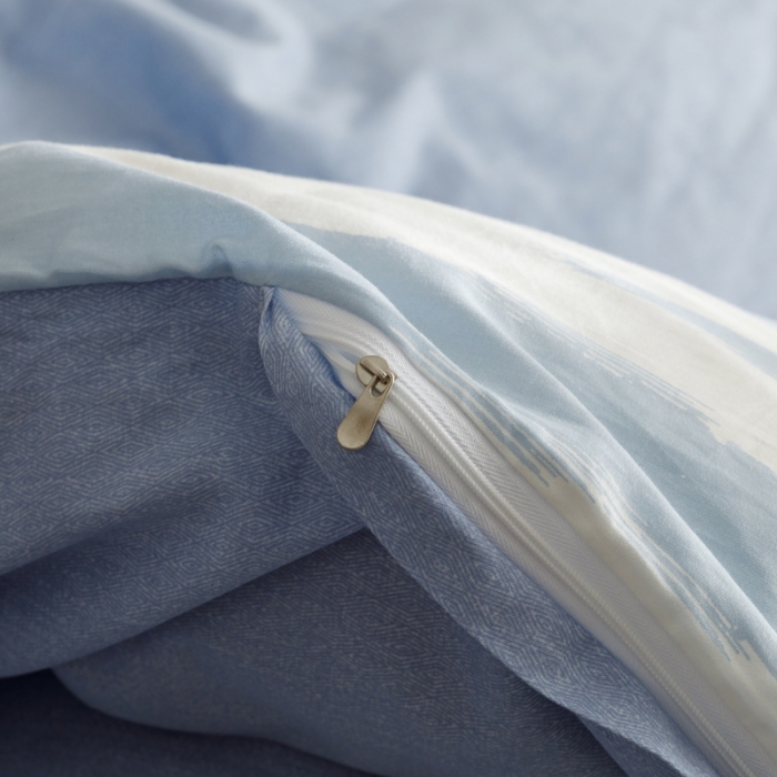 91家纺网 家纺一手货源 找家纺 蓝邻家纺 2023新款全棉印花四件套简约系类四件套 蓝图