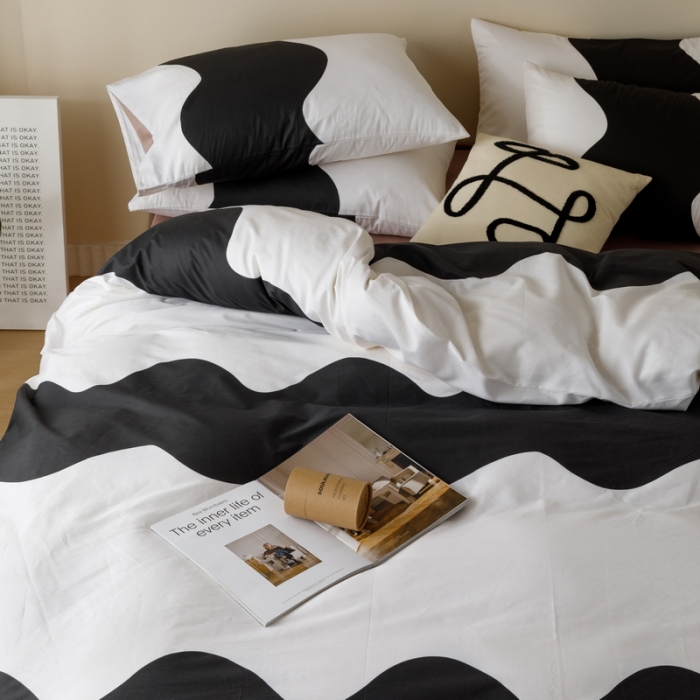 91家纺网 家纺一手货源 找家纺 蓝邻家纺 2023新款全棉印花四件套简约系类四件套 时尚