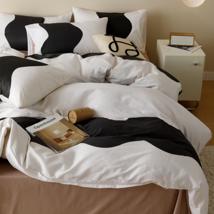 91家纺网 家纺一手货源 找家纺 蓝邻家纺 2023新款全棉印花四件套简约系类四件套 时尚