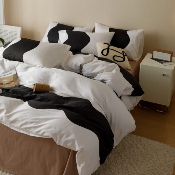 91家纺网 家纺一手货源 找家纺 蓝邻家纺 2023新款全棉印花四件套简约系类四件套 时尚