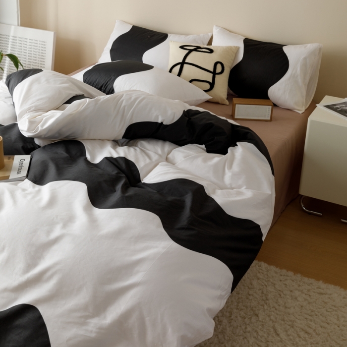 91家纺网 家纺一手货源 找家纺 蓝邻家纺 2023新款全棉印花四件套简约系类四件套 时尚