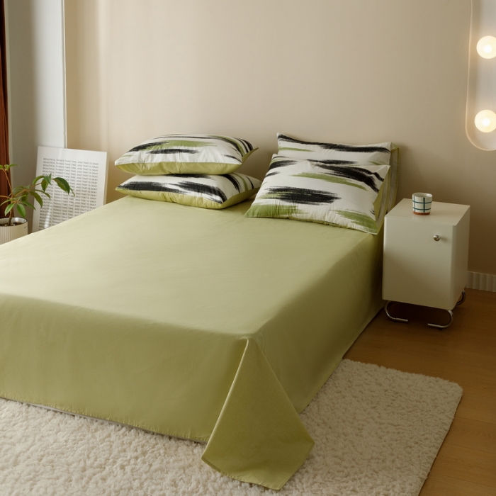 91家纺网 家纺一手货源 找家纺 蓝邻家纺 2023新款全棉印花四件套简约系类四件套 幸运线条