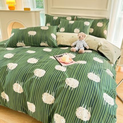 91家纺网 家纺一手货源 找家纺 星巴k家纺 2023全棉13372花卉印花简约四件套羊了个羊