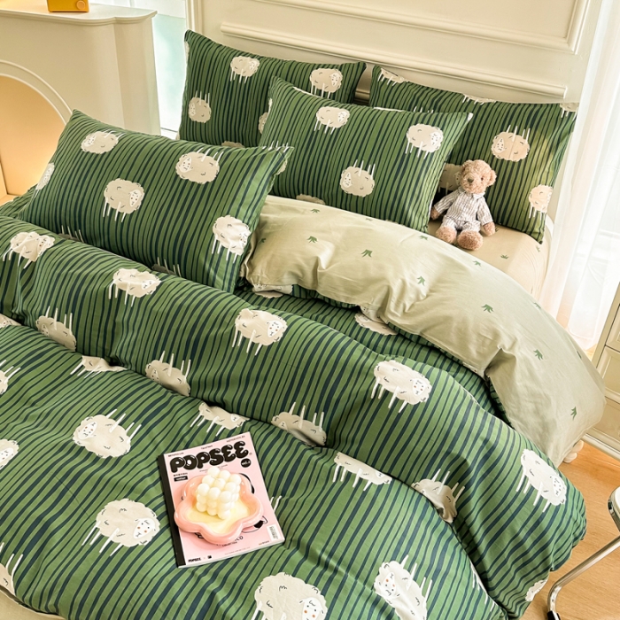 91家纺网 家纺一手货源 找家纺 星巴k家纺 2023全棉13372花卉印花简约四件套羊了个羊