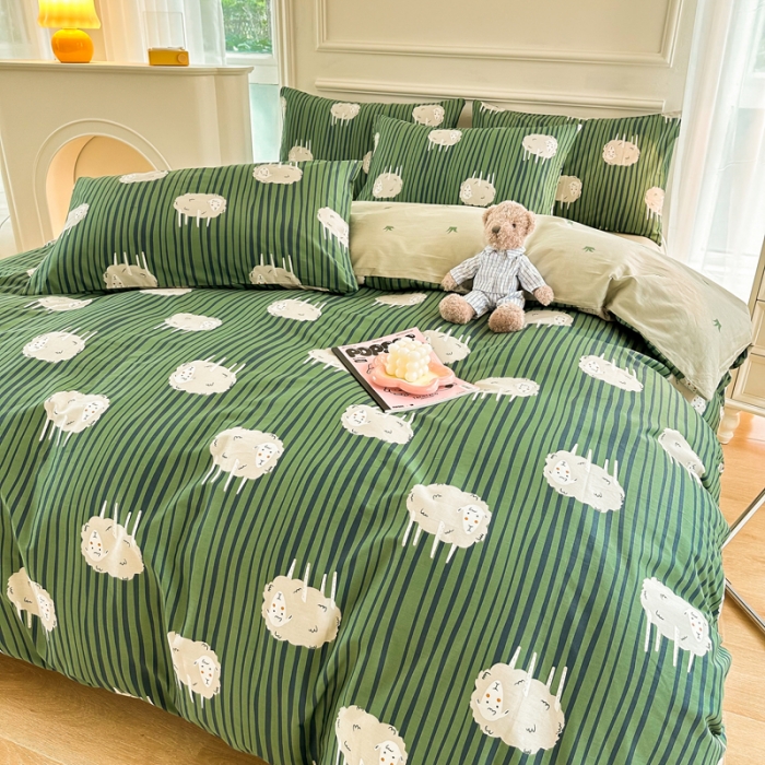 91家纺网 家纺一手货源 找家纺 星巴k家纺 2023全棉13372花卉印花简约四件套羊了个羊