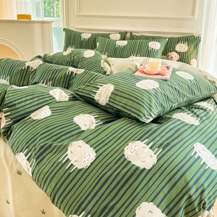 91家纺网 家纺一手货源 找家纺 星巴k家纺 2023全棉13372花卉印花简约四件套羊了个羊