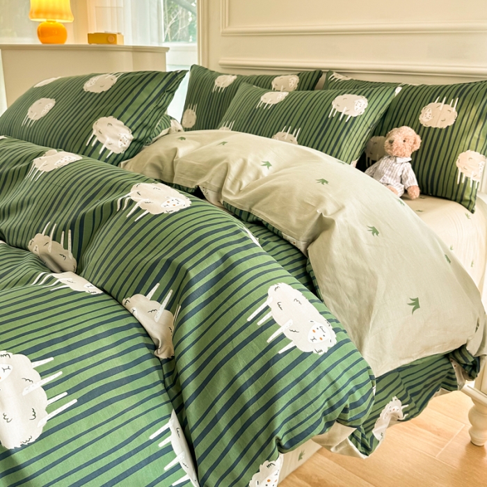 91家纺网 家纺一手货源 找家纺 星巴k家纺 2023全棉13372花卉印花简约四件套羊了个羊