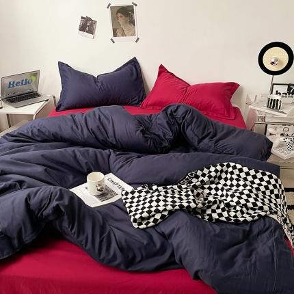 91家纺网 家纺一手货源 找家纺 (总) 贝拉梦 2023款亲肤棉纯色拼色治 愈系四件套