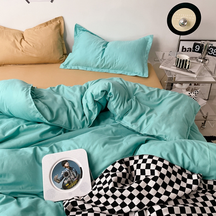 91家纺网 家纺一手货源 找家纺 (总) 贝拉梦 2023款亲肤棉纯色拼色治 愈系四件套