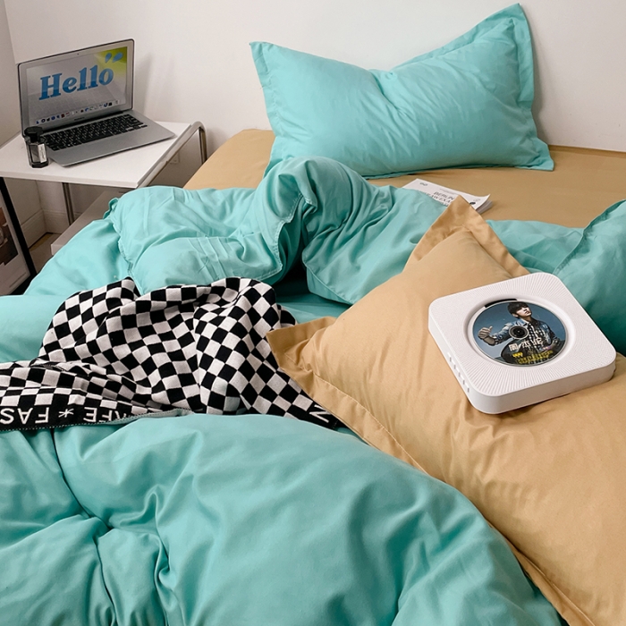 91家纺网 家纺一手货源 找家纺 (总) 贝拉梦 2023款亲肤棉纯色拼色治 愈系四件套