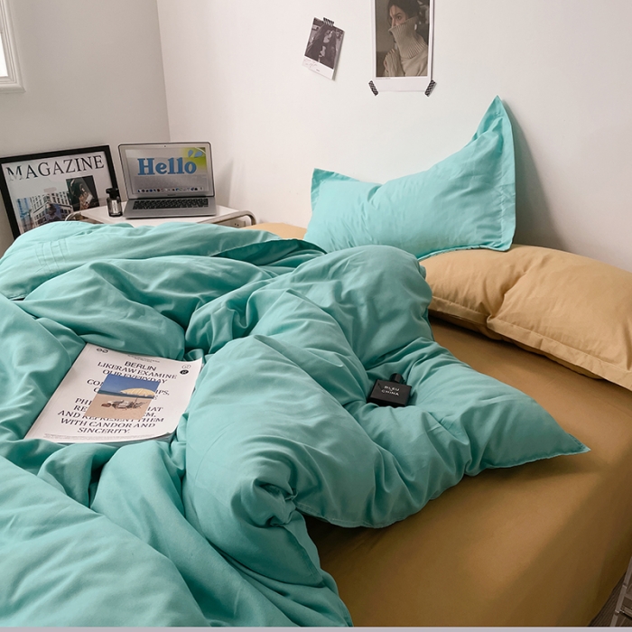 91家纺网 家纺一手货源 找家纺 (总) 贝拉梦 2023款亲肤棉纯色拼色治 愈系四件套