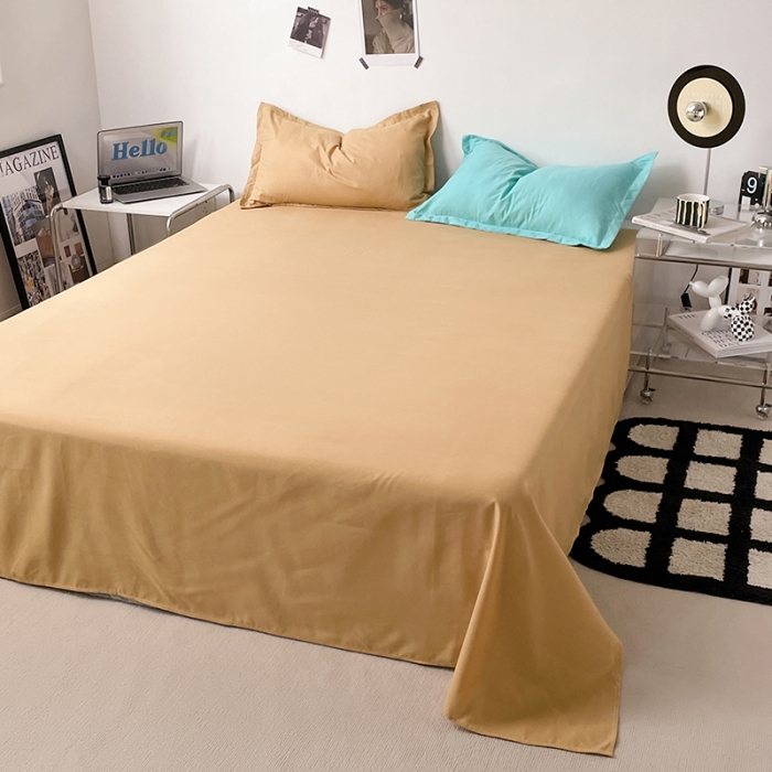 91家纺网 家纺一手货源 找家纺 贝拉梦 2023款亲肤棉纯色拼色治 愈系四件套 蒂凡尼蓝+太妃糖