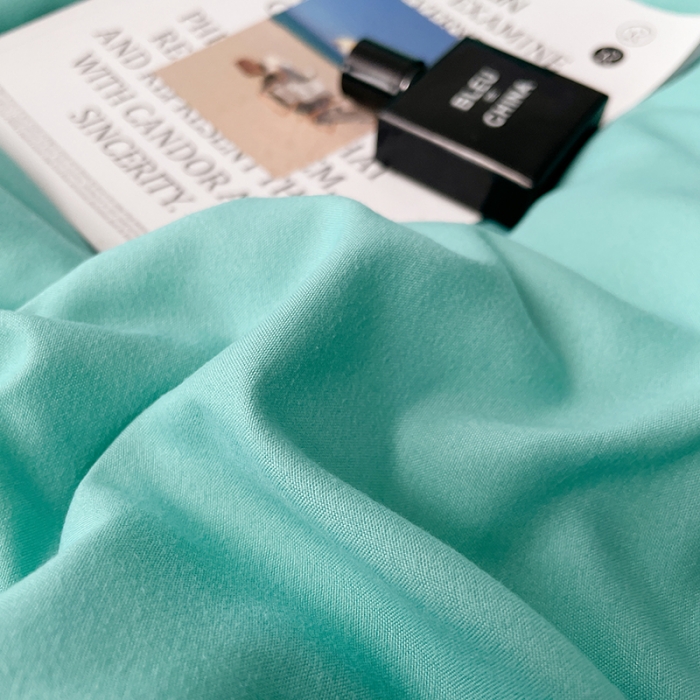 91家纺网 家纺一手货源 找家纺 贝拉梦 2023款亲肤棉纯色拼色治 愈系四件套 蒂凡尼蓝+太妃糖