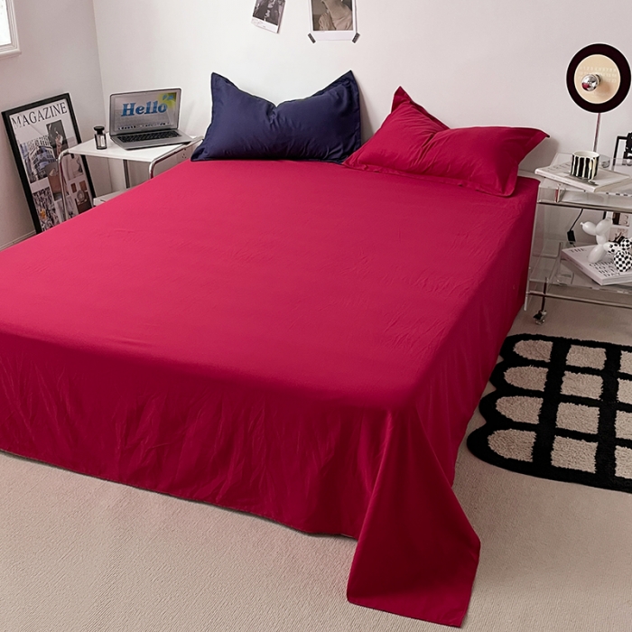 91家纺网 家纺一手货源 找家纺 贝拉梦 2023款亲肤棉纯色拼色治 愈系四件套 深空蓝+波尔多红