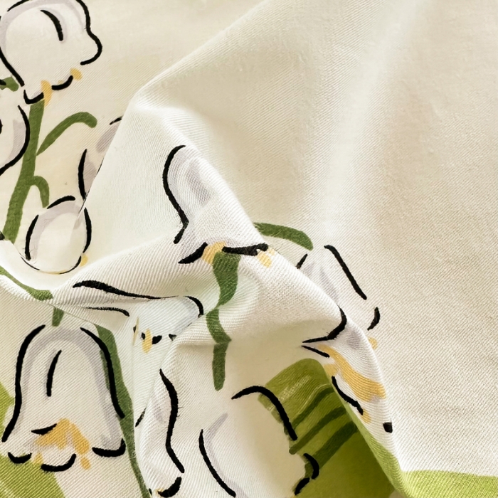 91家纺网 家纺一手货源 找家纺 星巴k家纺 2023全棉13372花卉印花简约四件套铃兰兔