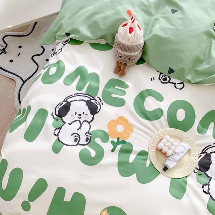 91家纺网 家纺一手货源 找家纺 澳萝拉 2023新款全棉印花四件套会员减5元呆萌狗