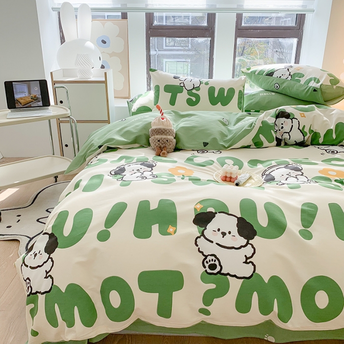 91家纺网 家纺一手货源 找家纺 澳萝拉 2023新款全棉印花四件套会员减5元呆萌狗