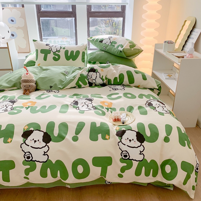 91家纺网 家纺一手货源 找家纺 澳萝拉 2023新款全棉印花四件套会员减5元呆萌狗