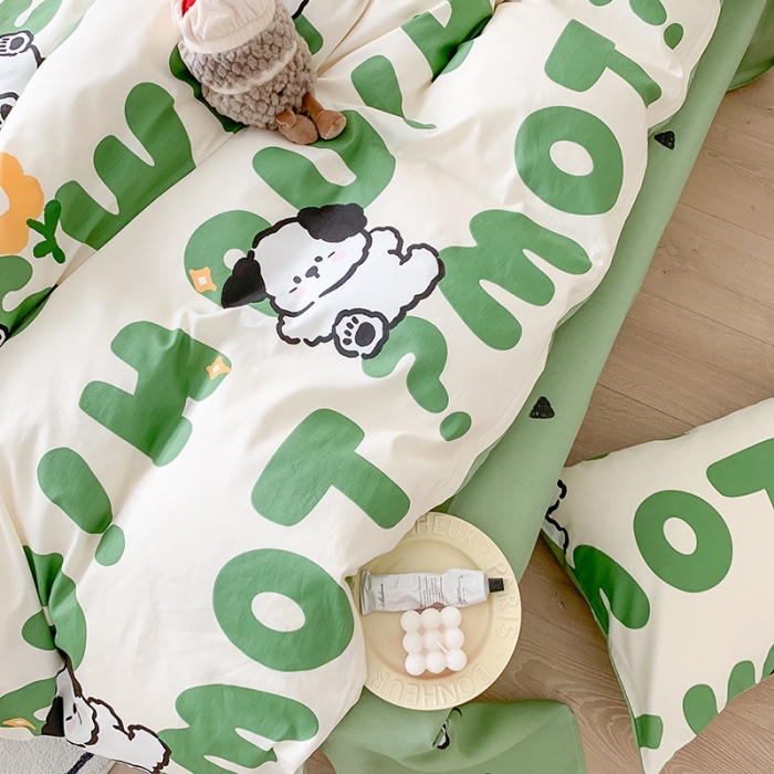 91家纺网 家纺一手货源 找家纺 澳萝拉 2023新款全棉印花四件套会员减5元呆萌狗