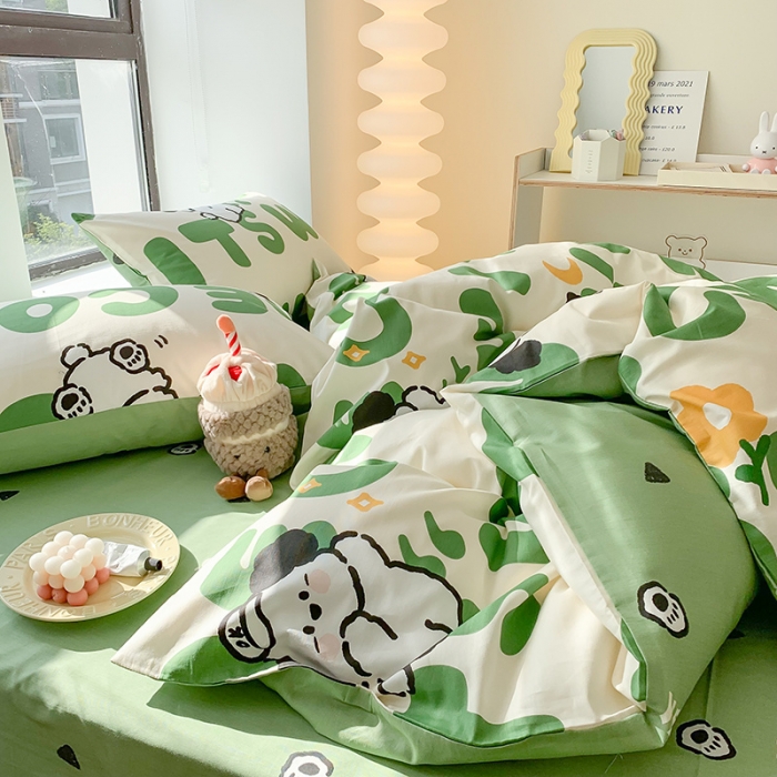 91家纺网 家纺一手货源 找家纺 澳萝拉 2023新款全棉印花四件套会员减5元呆萌狗