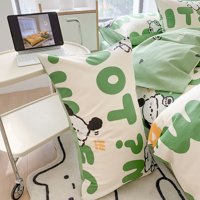 91家纺网 家纺一手货源 找家纺 澳萝拉 2023新款全棉印花四件套会员减5元呆萌狗