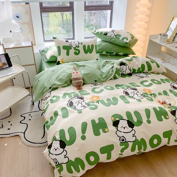 91家纺网 家纺一手货源 找家纺 澳萝拉 2023新款全棉印花四件套会员减5元呆萌狗