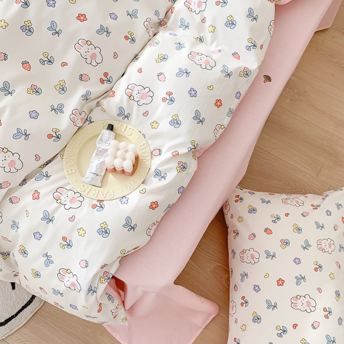 91家纺网 家纺一手货源 找家纺 澳萝拉 2023新款全棉印花四件套会员减5元花朵兔兔