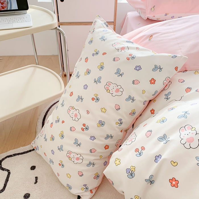 91家纺网 家纺一手货源 找家纺 澳萝拉 2023新款全棉印花四件套会员减5元花朵兔兔