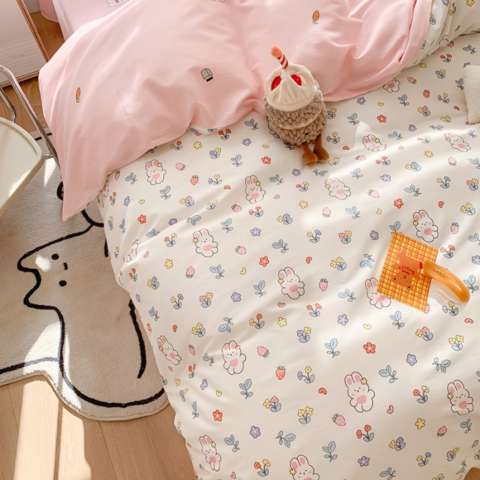 91家纺网 家纺一手货源 找家纺 澳萝拉 2023新款全棉印花四件套会员减5元花朵兔兔