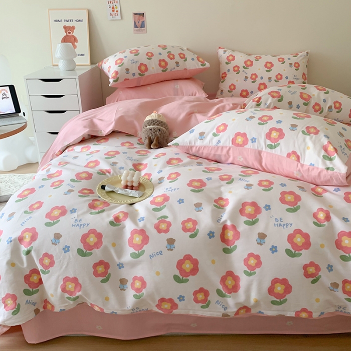 91家纺网 家纺一手货源 找家纺 澳萝拉 2023新款全棉印花四件套会员减5元花园漫步