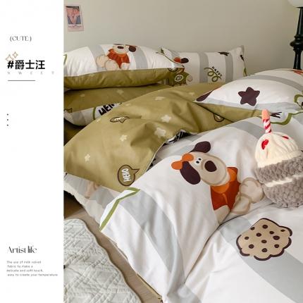 91家纺网 家纺一手货源 找家纺 澳萝拉 2023新款全棉印花四件套会员减5元爵士汪