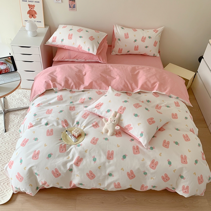 91家纺网 家纺一手货源 找家纺 澳萝拉 2023新款全棉印花四件套会员减5元糖果兔兔