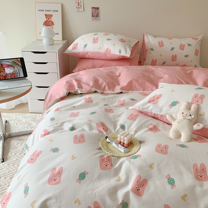 91家纺网 家纺一手货源 找家纺 澳萝拉 2023新款全棉印花四件套会员减5元糖果兔兔