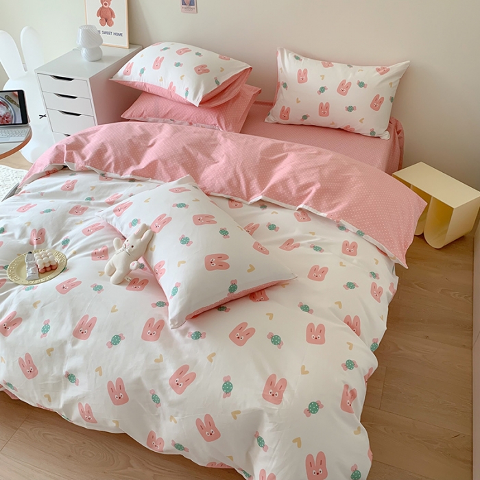 91家纺网 家纺一手货源 找家纺 澳萝拉 2023新款全棉印花四件套会员减5元糖果兔兔