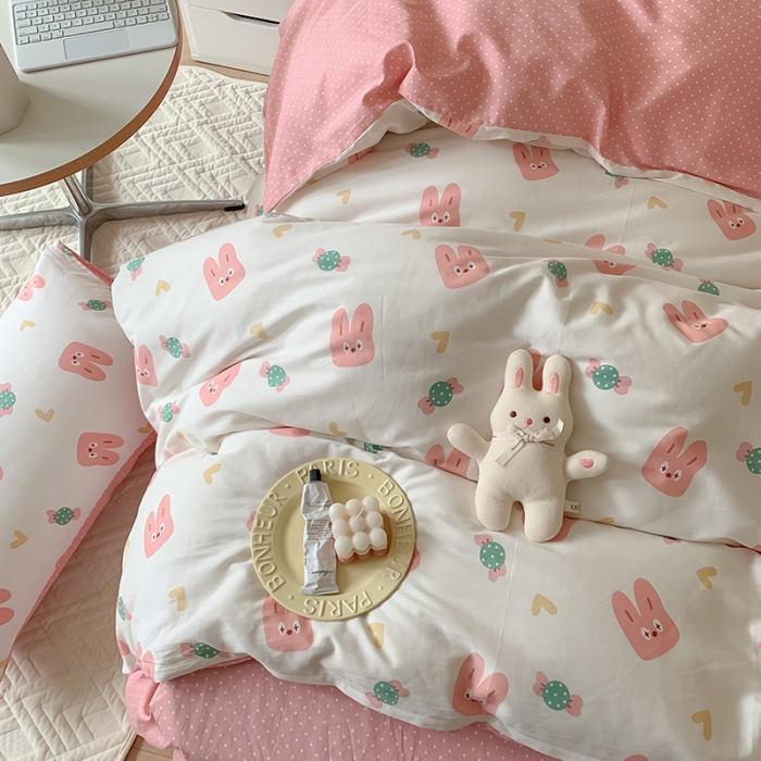 91家纺网 家纺一手货源 找家纺 澳萝拉 2023新款全棉印花四件套会员减5元糖果兔兔