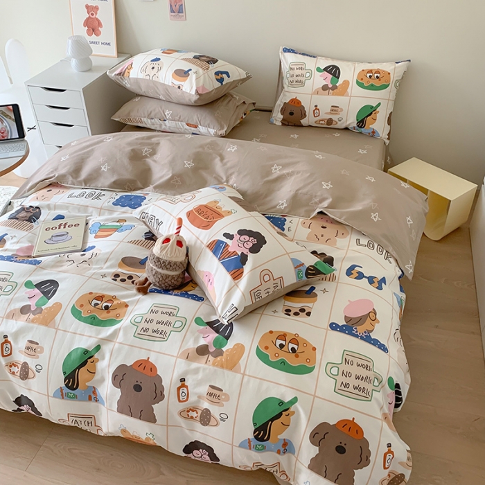 91家纺网 家纺一手货源 找家纺 澳萝拉 2023新款全棉印花四件套会员减5元甜甜圈