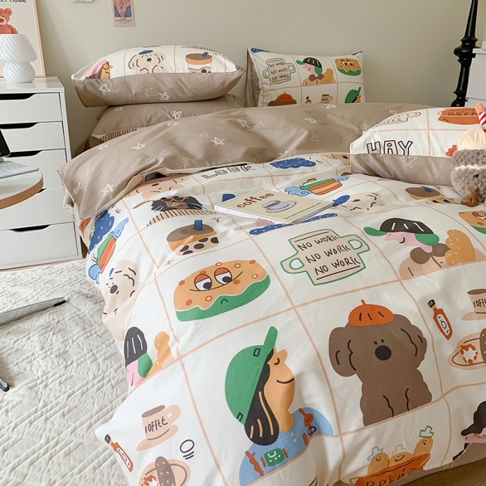 91家纺网 家纺一手货源 找家纺 澳萝拉 2023新款全棉印花四件套会员减5元甜甜圈