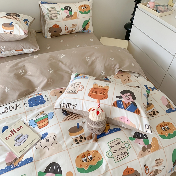 91家纺网 家纺一手货源 找家纺 澳萝拉 2023新款全棉印花四件套会员减5元甜甜圈