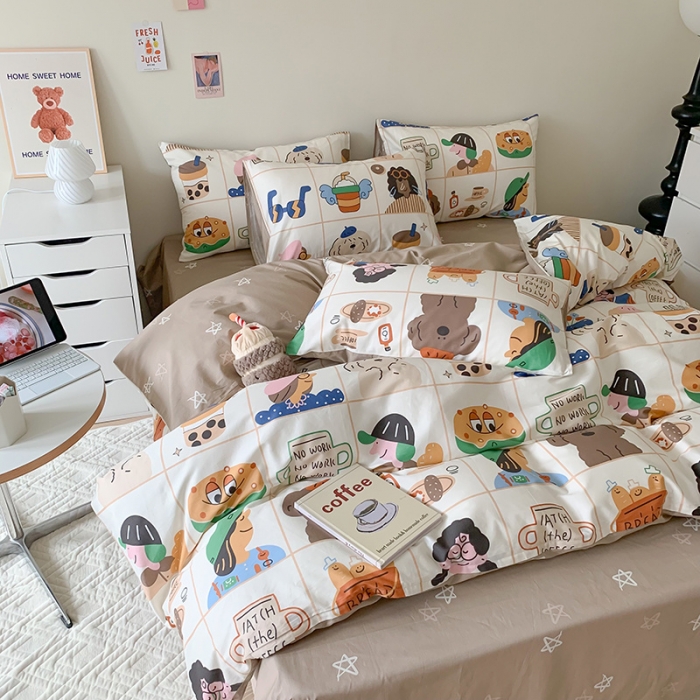 91家纺网 家纺一手货源 找家纺 澳萝拉 2023新款全棉印花四件套会员减5元甜甜圈