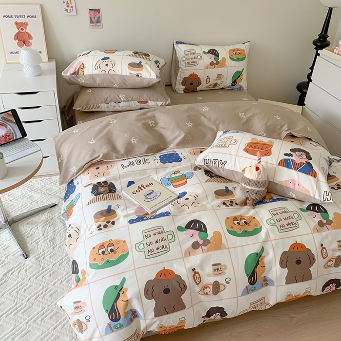 91家纺网 家纺一手货源 找家纺 澳萝拉 2023新款全棉印花四件套会员减5元甜甜圈