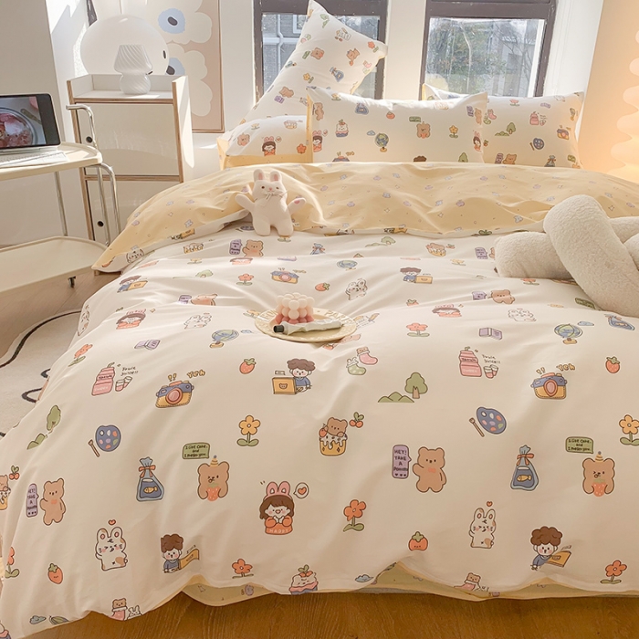 91家纺网 家纺一手货源 找家纺 澳萝拉 2023新款全棉印花四件套会员减5元小确幸