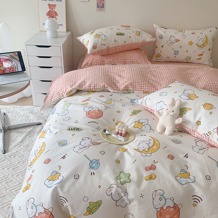 91家纺网 家纺一手货源 找家纺 澳萝拉 2023新款全棉印花四件套会员减5元星际兔