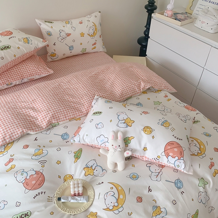 91家纺网 家纺一手货源 找家纺 澳萝拉 2023新款全棉印花四件套会员减5元星际兔