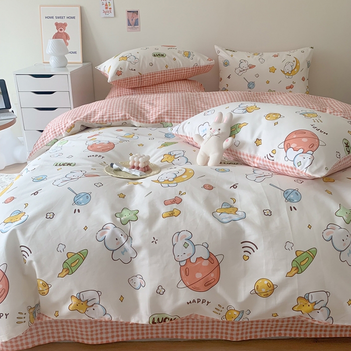 91家纺网 家纺一手货源 找家纺 澳萝拉 2023新款全棉印花四件套会员减5元星际兔