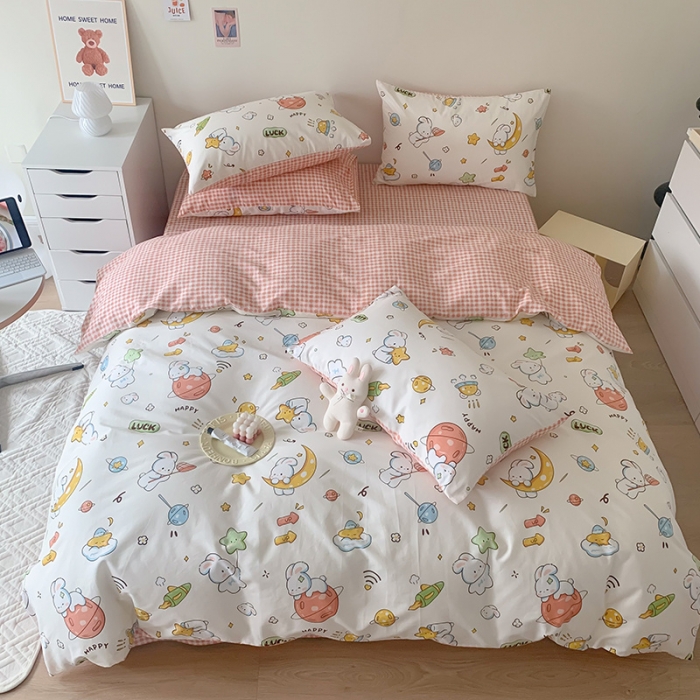 91家纺网 家纺一手货源 找家纺 澳萝拉 2023新款全棉印花四件套会员减5元星际兔