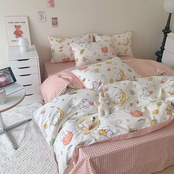 91家纺网 家纺一手货源 找家纺 澳萝拉 2023新款全棉印花四件套会员减5元星际兔