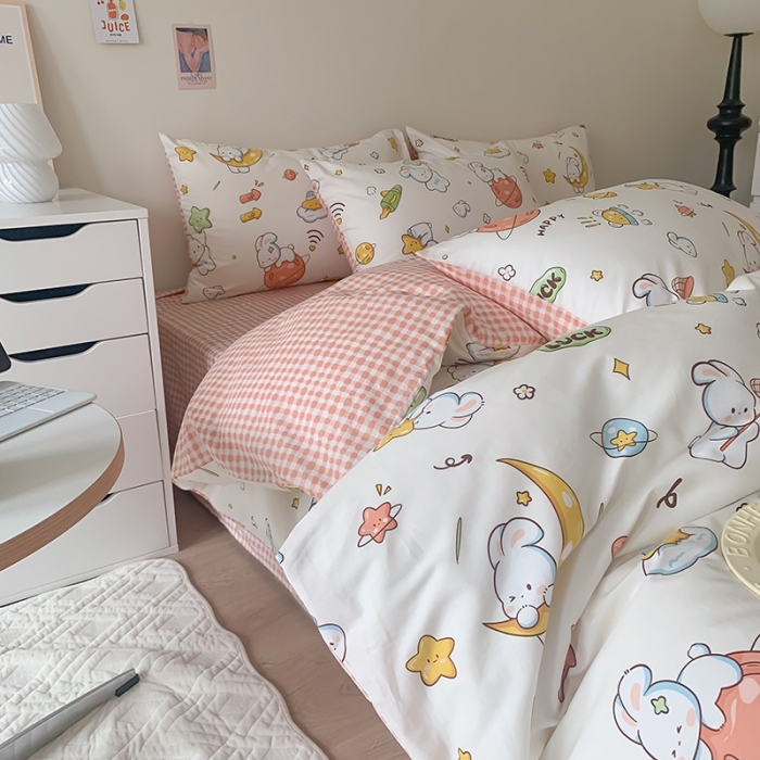 91家纺网 家纺一手货源 找家纺 澳萝拉 2023新款全棉印花四件套会员减5元星际兔